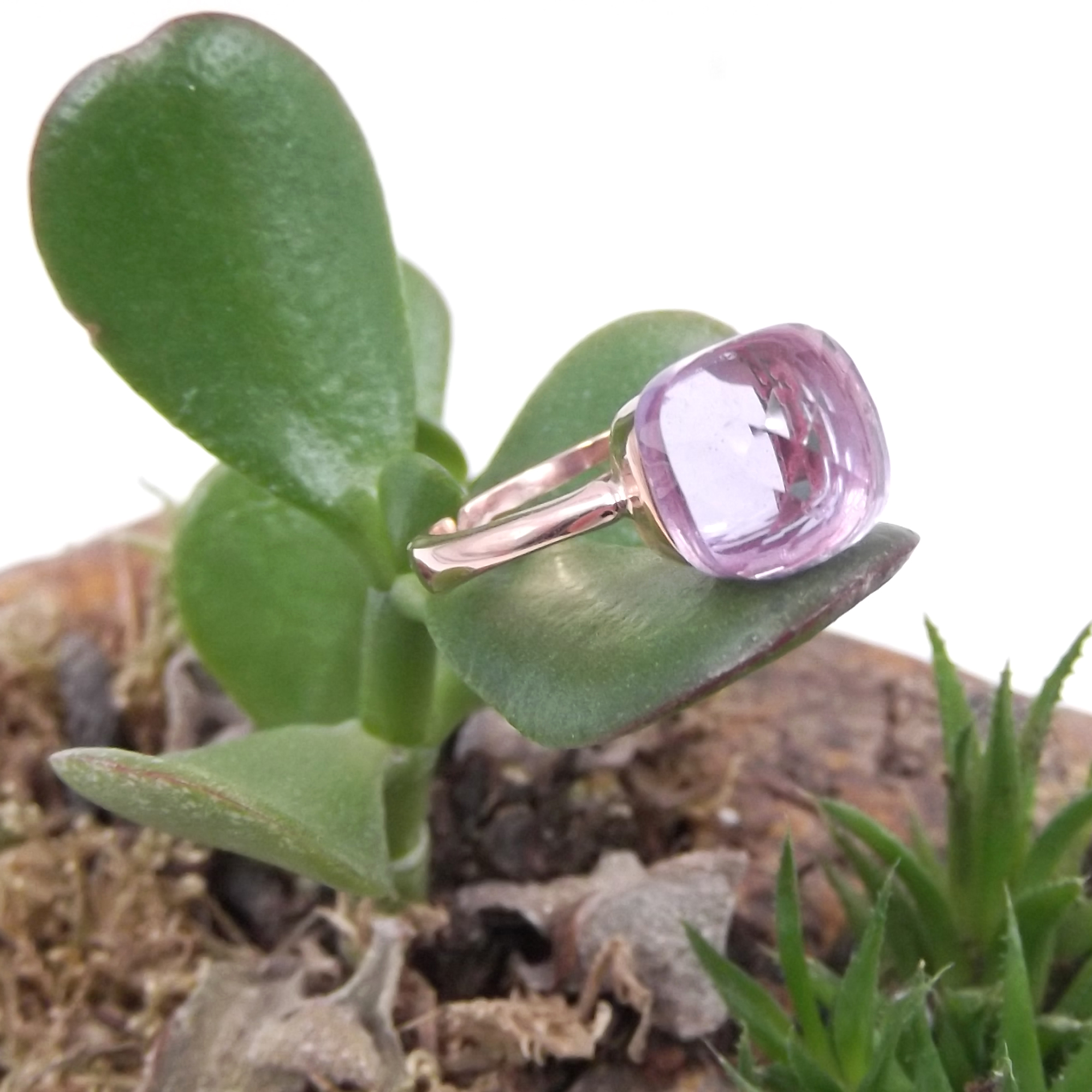 Anello in argento 925 placcato oro rosa da donna con Tanzanite misura regolabile